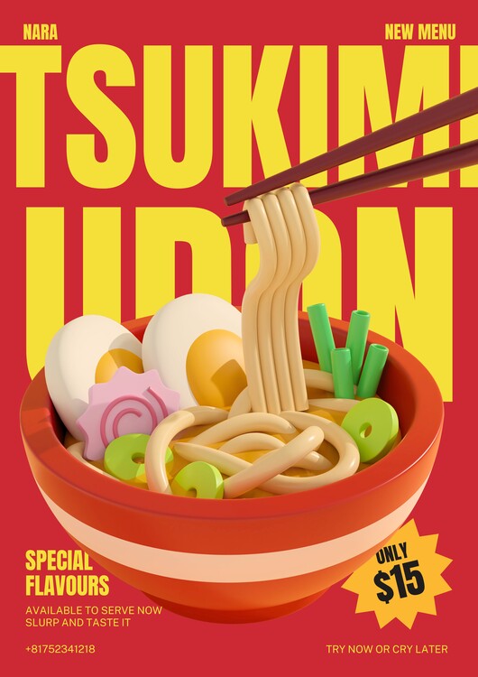 Plakát Delicious Japanese Udon