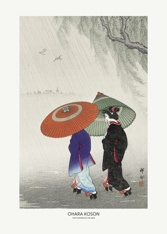 Levně Plakát, Obraz - Two Women In The Rain, Ohara Koson, 30 × 40 cm