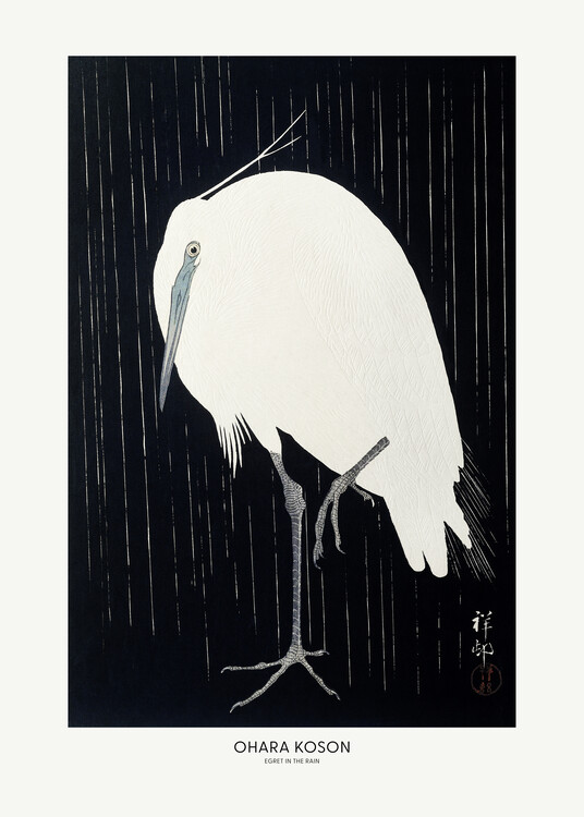 Levně Plakát, Obraz - Egret In The Rain, Ohara Koson, 30 × 40 cm