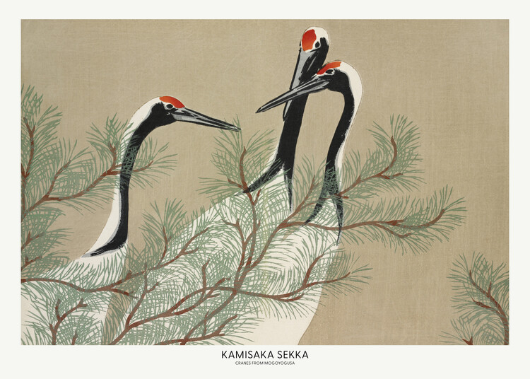 Levně Plakát, Obraz - Cranes From Momoyogusa, Kamisaka Sekka, 40 × 30 cm