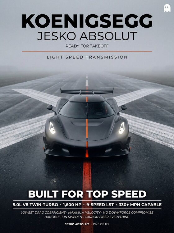 Plakat Koenigsegg Jesko Absolut - Built for Top Speed