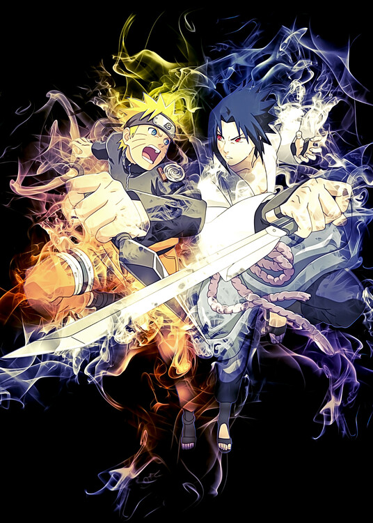 Schilderij op canvas Naruto Uzumaki and Sasuke Uchiha