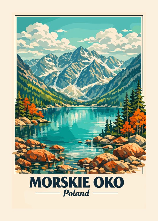Poster Vintage Morskie Oko Poland Landscape