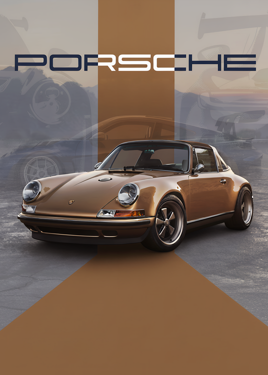 Plakat Vintage Porsche 911 Bronze Classic Car