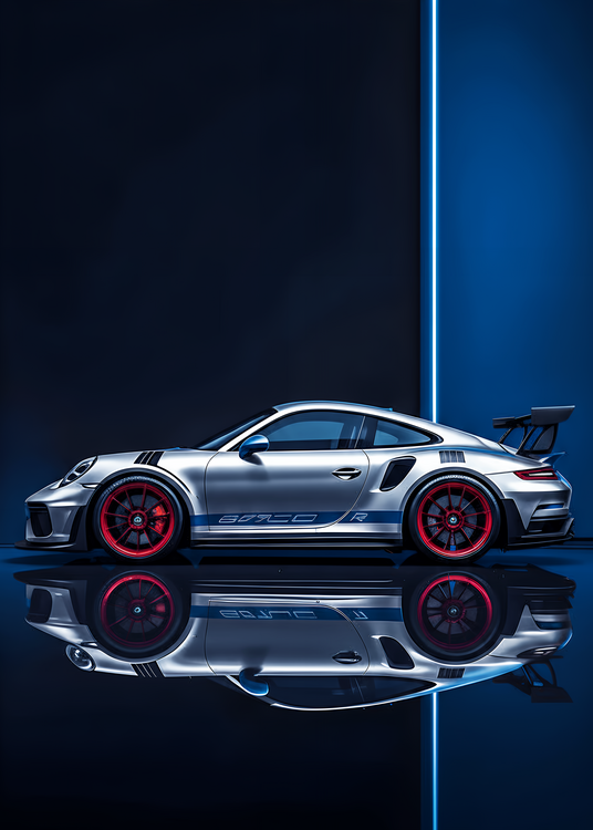 Poster Modern GT3 RS Style Supercar Reflective