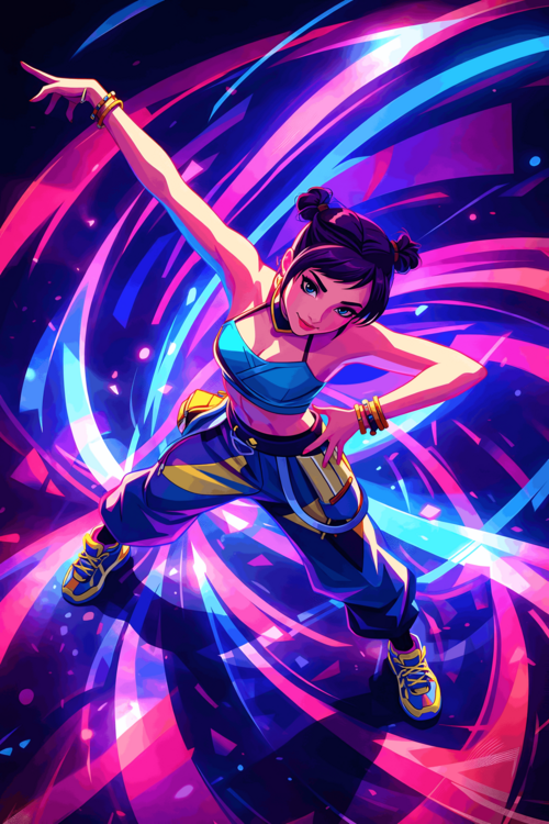 Bilde på lerret Zoey Aerial Pose Poster – K-Pop Choreography Art Print