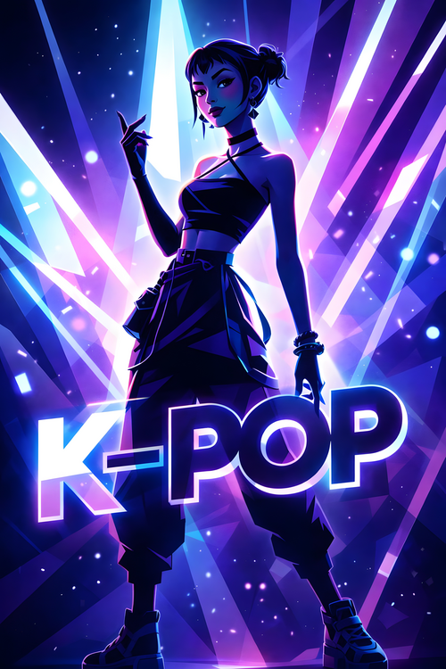 Bilde på lerret Zoey Spotlight Poster – Minimalist K-Pop Idol Wall Art