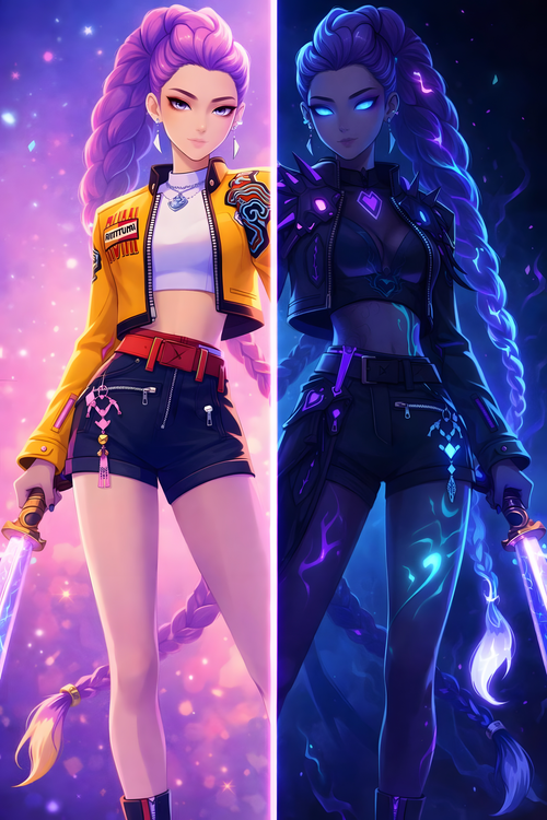 Plakat Rumi Split Persona Poster – K-Pop Idol vs Demon Hunter Art P