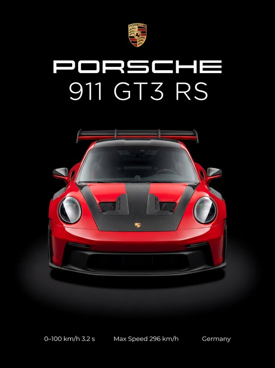 Poster Porsche 911 GT3 RS - Red Carbon Edition Front View