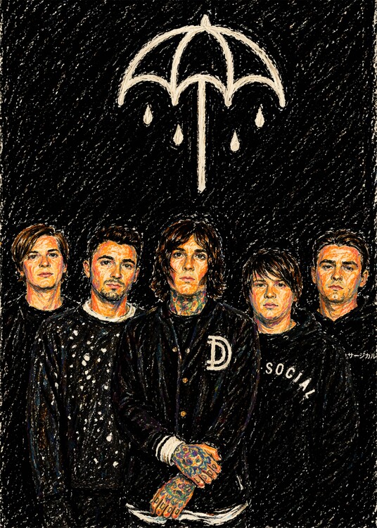 Plakat British Rock Band Crayon-Style Poster