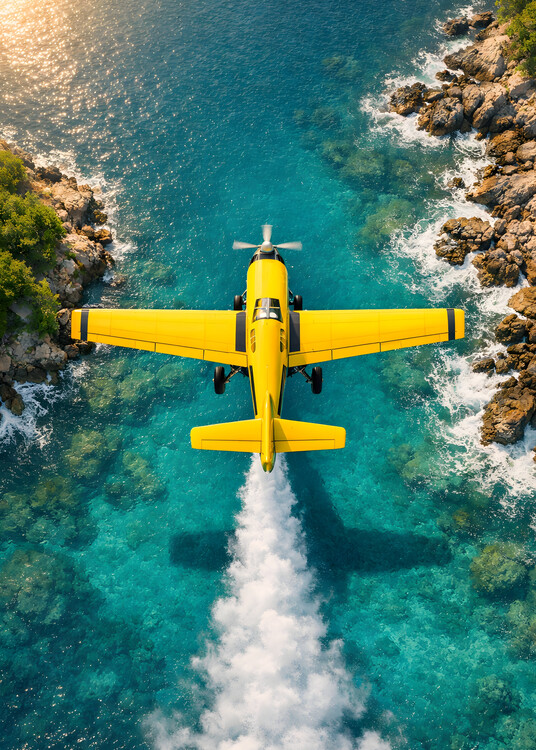 Poster Airplane Beach Landscape