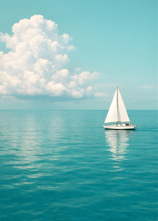 Poster Sailboat Beach Landscape