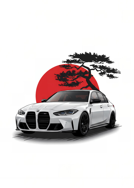 Poster BMW M3 G80 Japanese Rising Sun