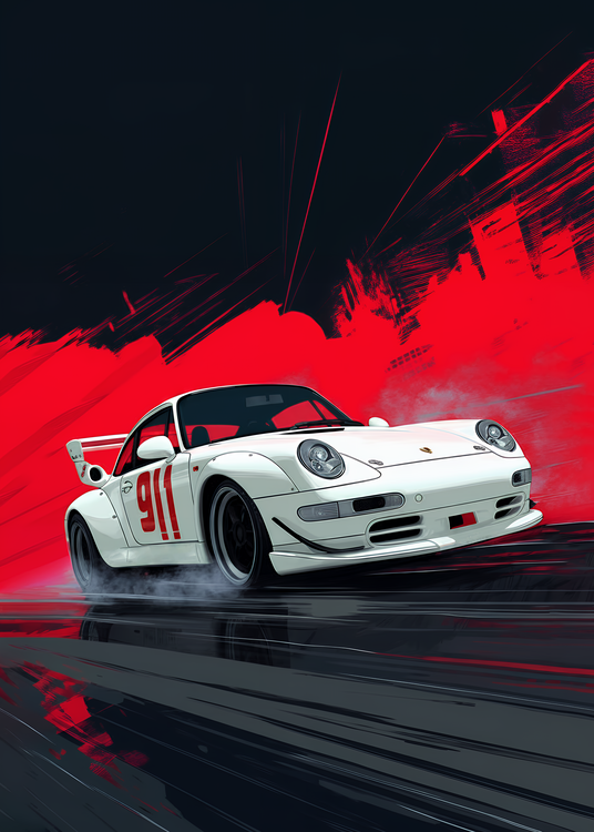 Plakat Porsche 911 Retro Racing Art