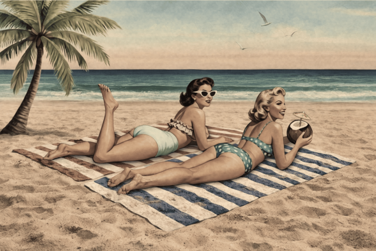 Αφίσα Vintage Tropical Beach Pinup Poster