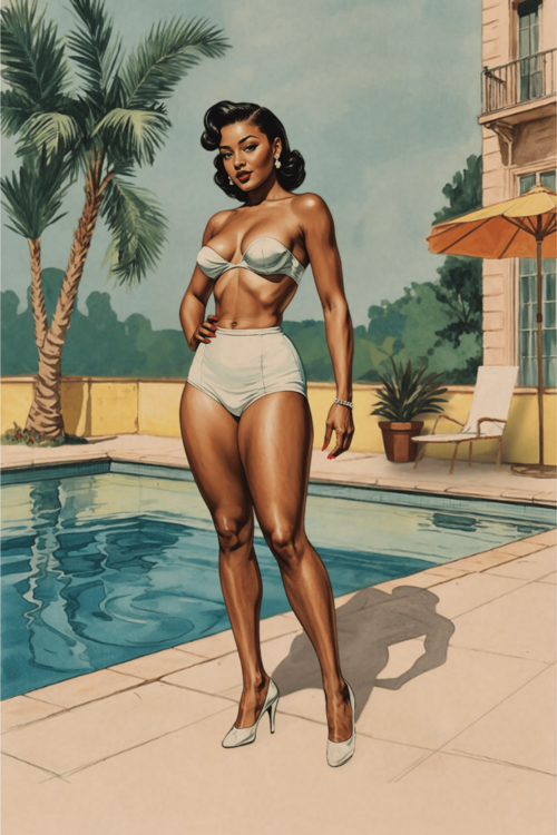 Αφίσα Palm Springs Pinup Poolside Art Print