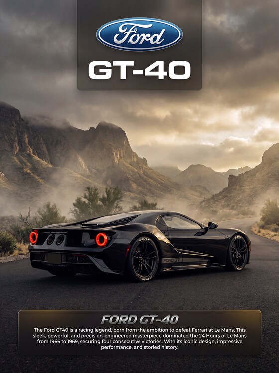 Obraz na plátně Ford GT-40 | Ford Logo, Large GT-40 Typography