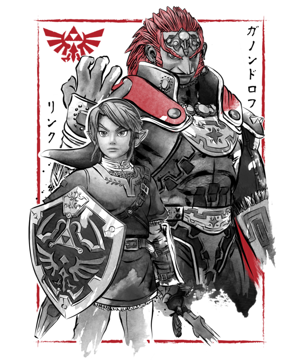 T-Shirt The hero and the evil sumi e