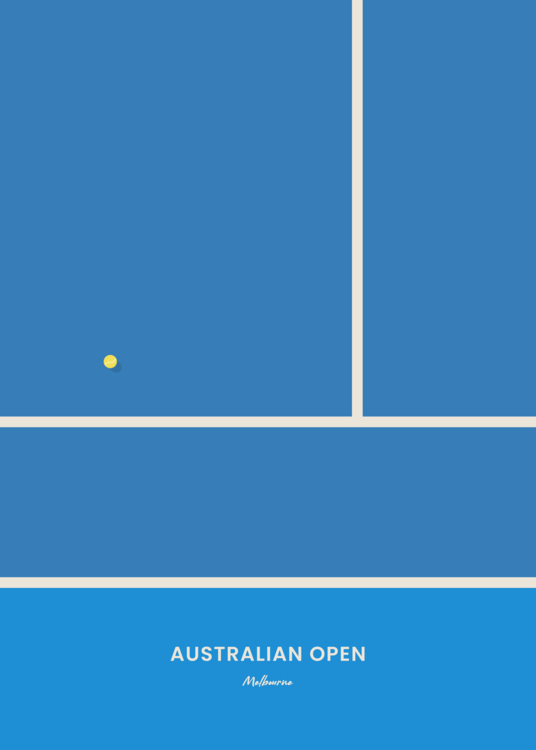 Poster The Australian Open Minimalist Blue Acrylic Tennis Court