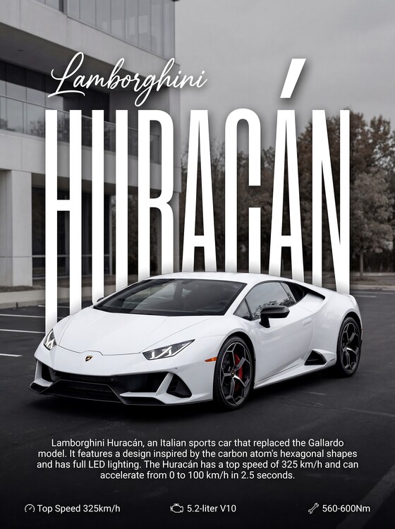 Poster Lamborghini Huracán: 5.2L V10 Supercar