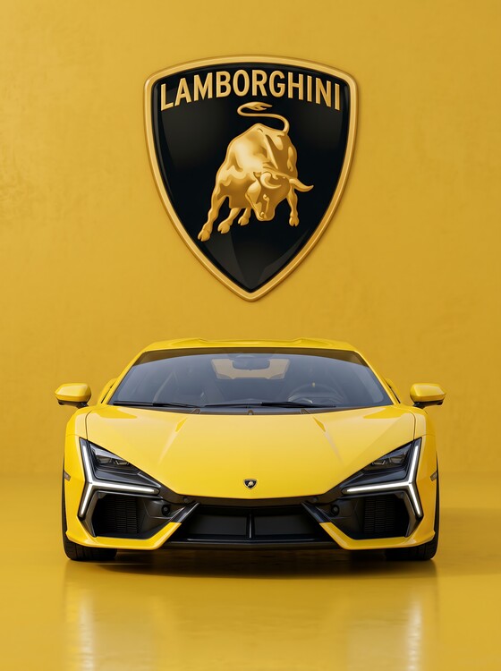 Tablou pe pânză Lamborghini Revuelto: Bold Yellow Monochrome Design
