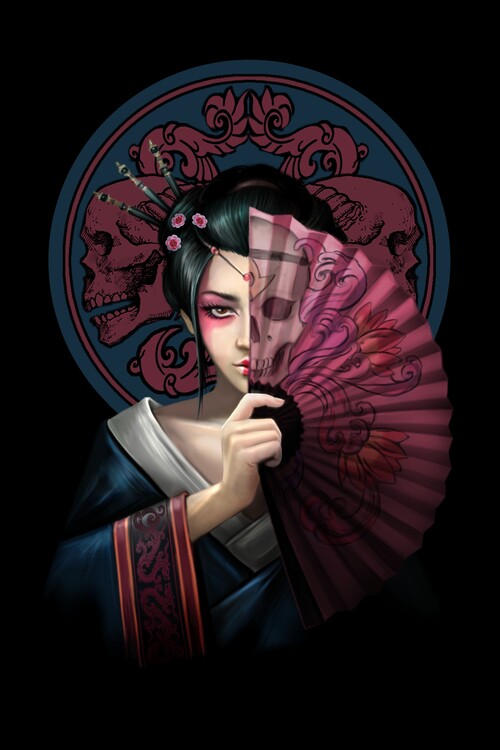 Bild auf Leinwand Geisha Skull