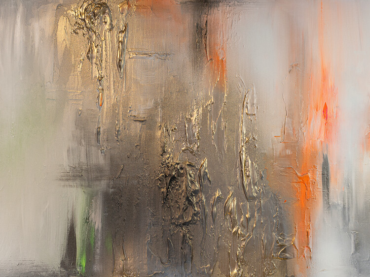 Plakat Dynamic Gold Orange Abstract