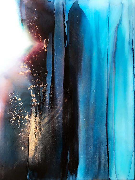 Levně Plakát, Obraz - Deep Blue Gold Flow, Alyson Storms, 30 × 40 cm