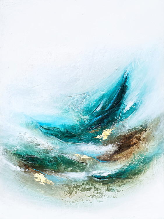 Plakát Fluid Teal Gold