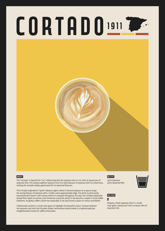 Αφίσα Cortado Coffee Illustration