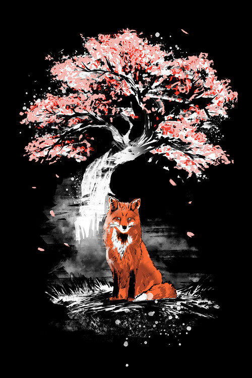 Poster Red Fox under the tree