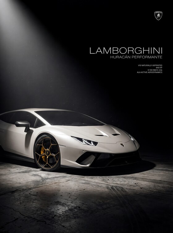 Tablou pe pânză Lamborghini Huracán Performante | White V10 Supercar