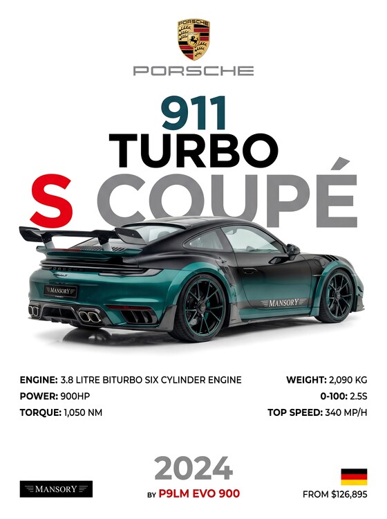Poster Porsche 911 Turbo S Mansory P9LM EVO 900