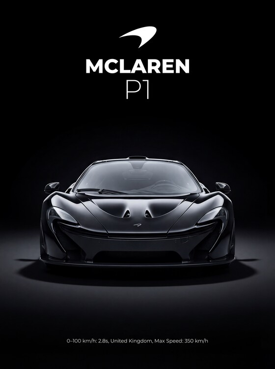 Obraz na plátně McLaren P1 Hypercar Black Front View
