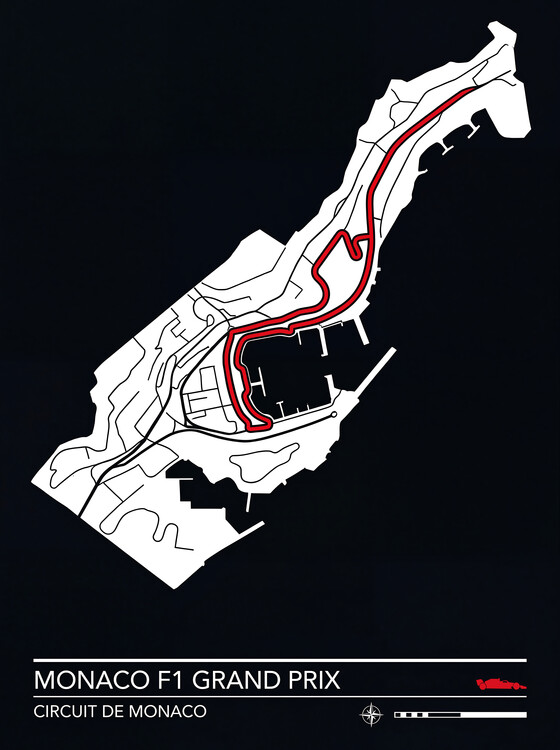 Obraz na płótnie Monaco F1 Grand Prix Circuit Map Layout