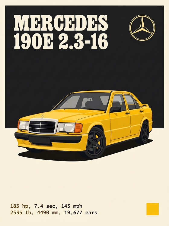 Plakat Mercedes 190E Classic 80s Performance Sedan