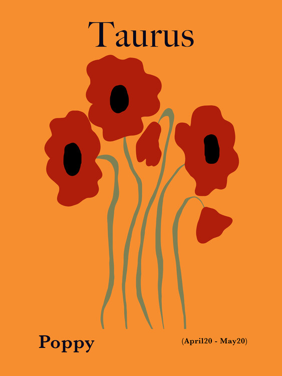 Poster Taurus Birth Flowers