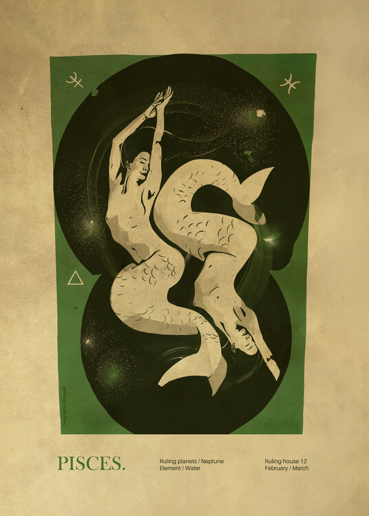 Poster Celestial Pisces Mermaids