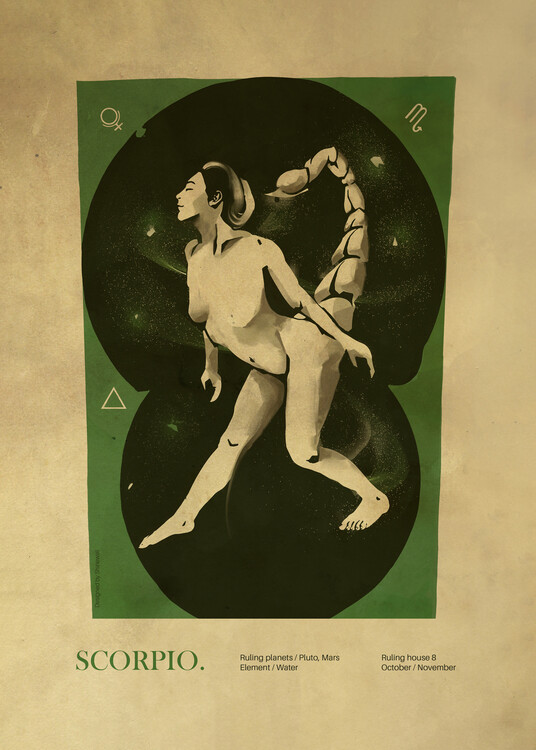 Levně Plakát, Obraz - Scorpio Zodiac Woman, Dion Gem, 30 × 40 cm