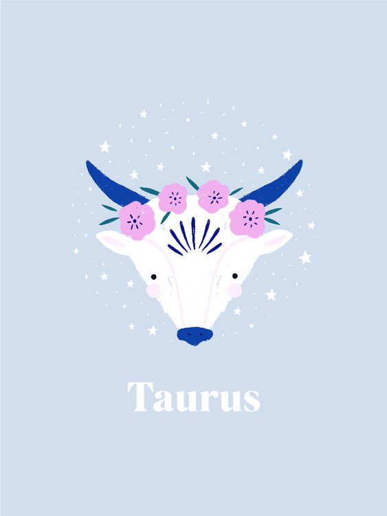 Levně Plakát, Obraz - Floral Taurus Zodiac, Aislinn Simmonds, 30 × 40 cm