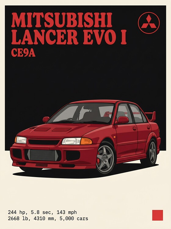 Plakat Mitsubishi Lancer Evo |CE9A Classic 90s JDM Rally Car