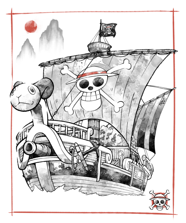 Tričko Straw Hat Ship Sumi-E