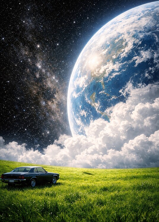 Плакат View of the grass in the space
