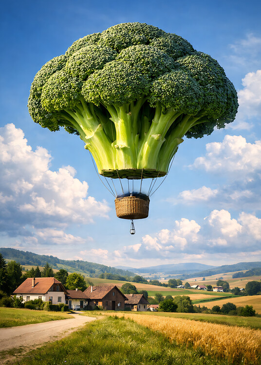 Плакат Brocolli Hot air balloon