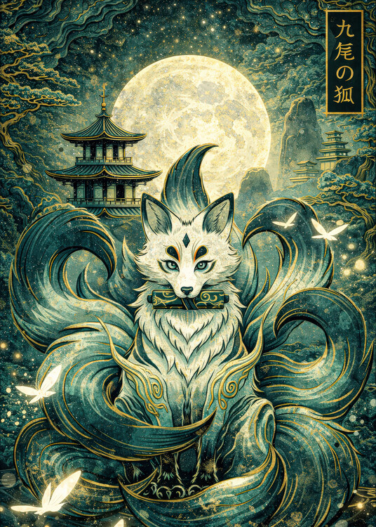Плакат Moonlit Kitsune Spirit