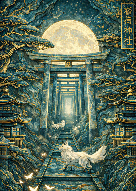 Плакат Moonlit Inari Shrine