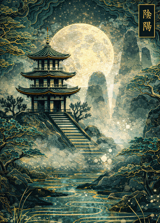 Плакат Moonlit Zen Temple