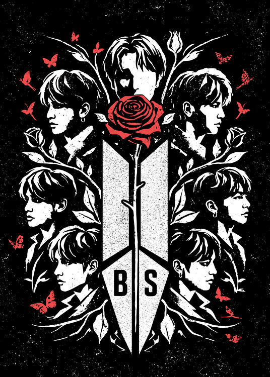 Plakat BTS K-POP with Roses