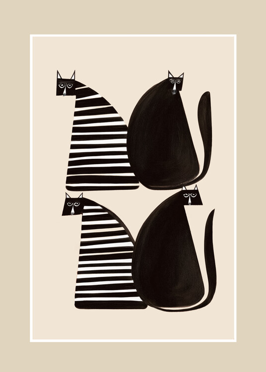Плакат Minimalist Cats in Black and White