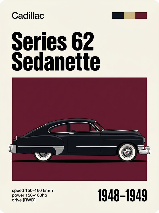 Poster Cadillac Sedanette Wall Art - Vintage 1940s Custom Car
